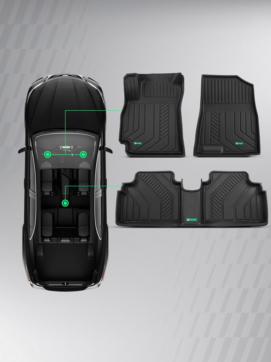 YHTAUTO Floor Mats Compatible with 2026 2025 2024 2023 2022 2021 Hyundai Elantra (Not Hybrid), TPE Floor Liners All-Weather Protection Custom Fit, 1st & 2nd Row, Set of 3 Black - Image 11