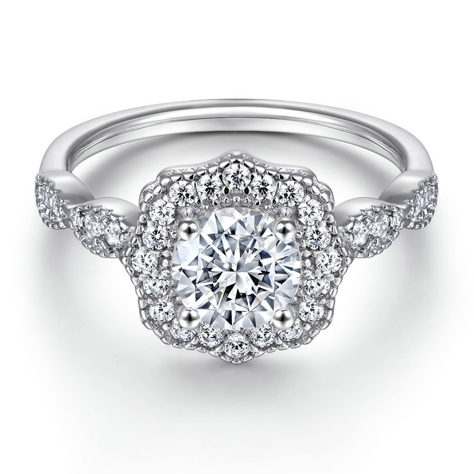 Hochzeitsringe Frau, Knotenring Silber mit Zirkon Muttertagsgeschenk Größe 49 (15.6)-62 (19.7)