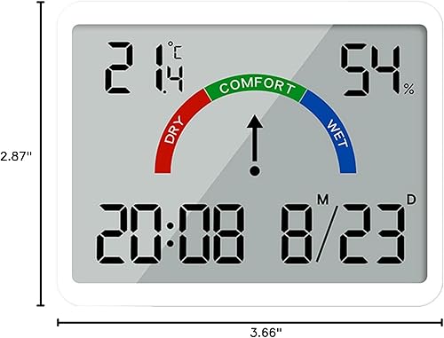 Miniatura 9 de Reloj de pared digital digital con pantalla grande, detección de humedad y fecha y temperatura, perfecto para uso doméstico y oficina, funciona con