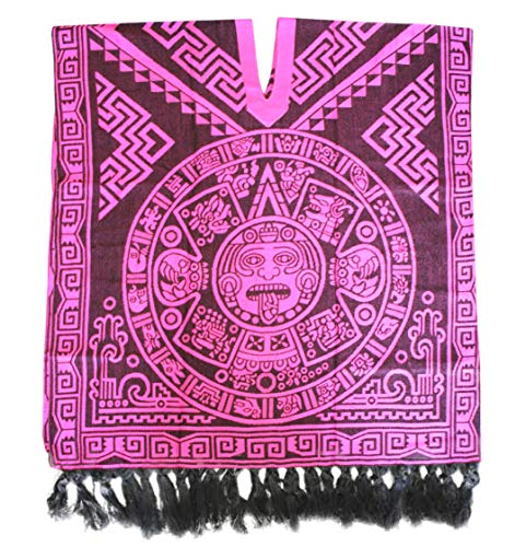 Del Mex Hand Woven Mexican Shawl Poncho Gaban Aztec Calendar