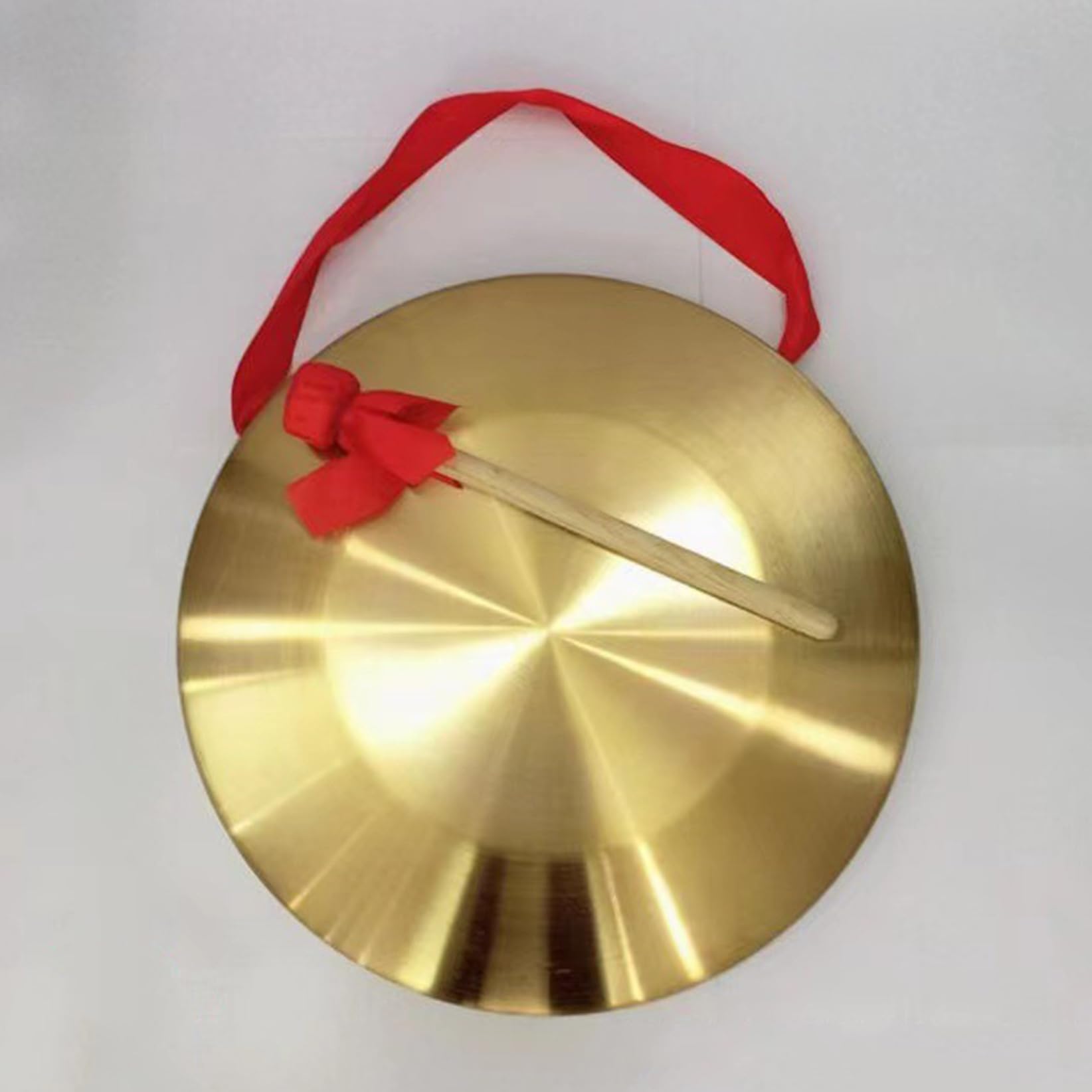 instrumento de percusión chino gong de bronce, Auténtico gong de viento chino, instrumento de percusión, gong de latón con madera(38cm)