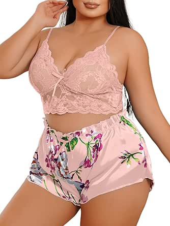 Plus Size Lace Lingerie Set for Women – Sexy Two-Piece Bodysuit (1XL–4XL)