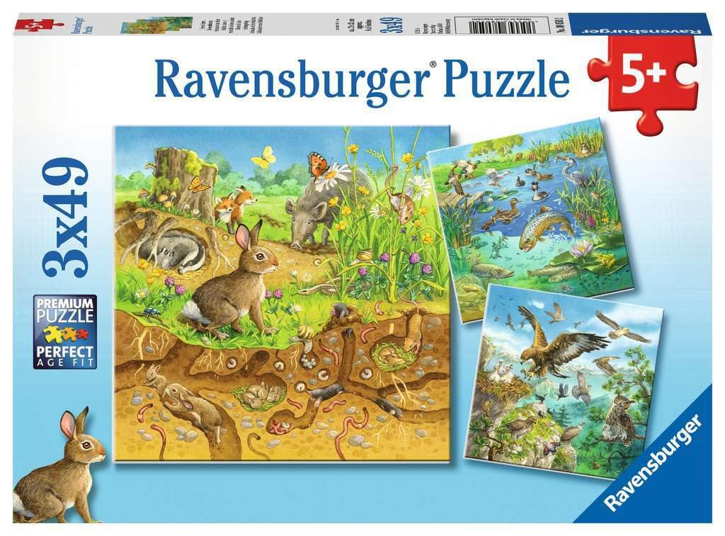 Tiere in ihren Lebensräumen - Puzzle mit 49 Teilen