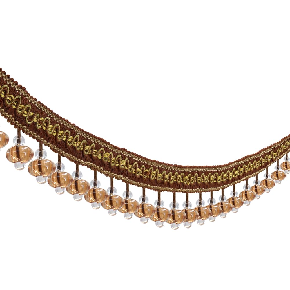Ball Tassel Fringe Trim Beaded Tassel Fringing Trimmings Fringe Lampshades Tent Trim Sewing Trimming Upholstery Drapery 3 Yards (Coffee)
