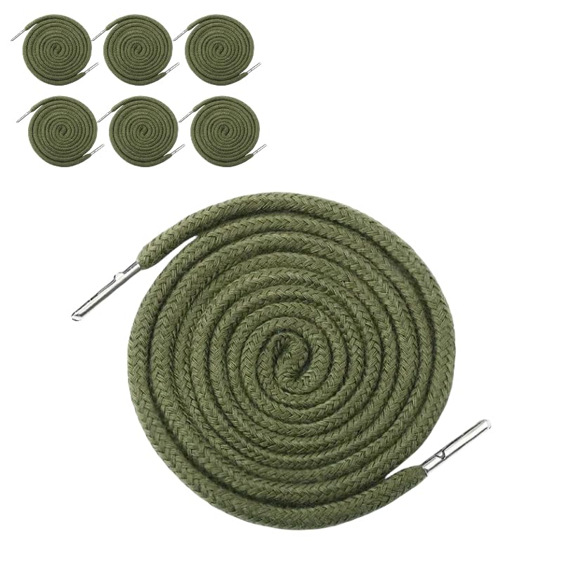 6 Pieces Dark Green Drawstring 1.3M Polyester Drawstring Cord Replacement with Metal Closure Ends for Hooded Sweatshirt/Trousers/Shoes โ image 1