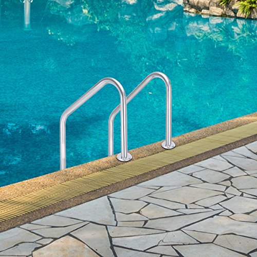 Goplus Swimming Pool Ladder for In Ground Pools Heavy Duty 3-Step Stainless Steel Pool Step Ladder with Easy Mount Legs, Weight Capability 330 lbs
