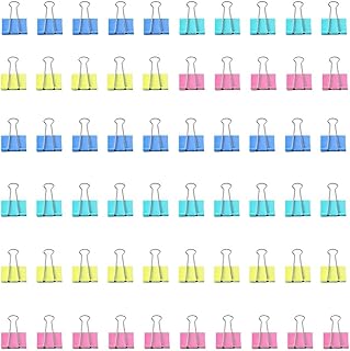 LOVEQ ダブルクリップ 15mm*60個 アソートカラーダブルクリップ ペーパークリップ オフィスや家庭用のクリップ