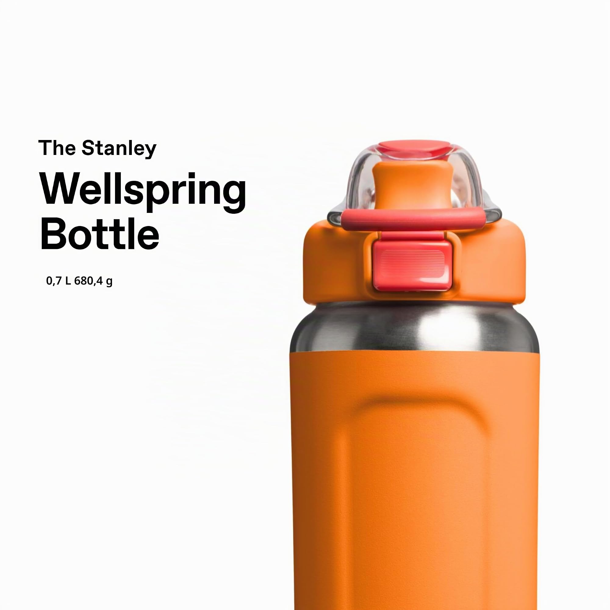 STANLEY 1913 Wellspring Bottle 0.7L - Kühlt 12 Stunden - 40 Stunden Eisgekühlt - BPA Frei Recycelter Edelstah Flasche - Auslaufsicher - Spülmaschinenfest - Goldenrod Coral | Kühlt 12 Std. - 40 Std. eisgekühlt - Auslaufsicher - BPA-frei - Spülmaschinenfest