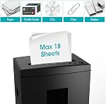 WOLVERINE 18-Sheet 60 Temps de fonctionnement Mins Cross Cut Niveau de sécurité élevé P-4 Papier lourd/CD/Card Ultra Calme Shredder pour le bureau d'intérieur avec 6 Boîte à déchets de Gallons SD9113(noir ETL)