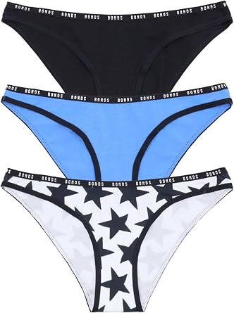 Bonds Women's High-cut Bikini Panties 3-pack Stretch Cotton-blend, Soft Everyday Comfort