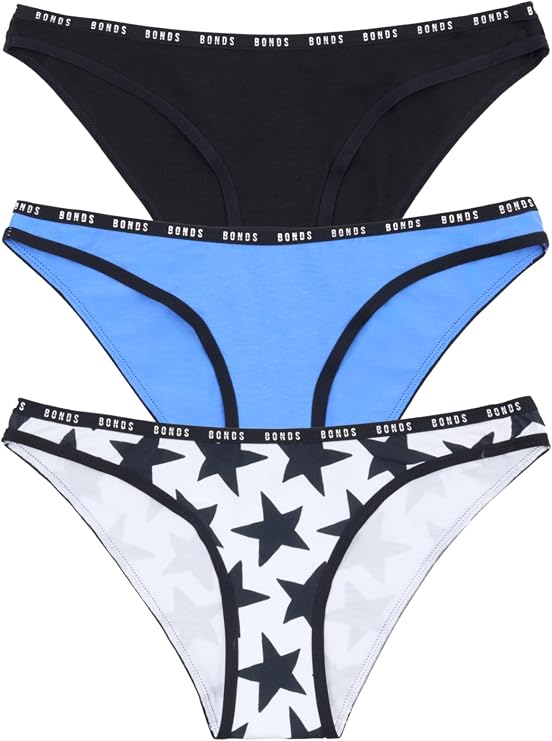 Bonds Women's High-cut Bikini Panties 3-pack Stretch Cotton-blend, Soft Everyday Comfort