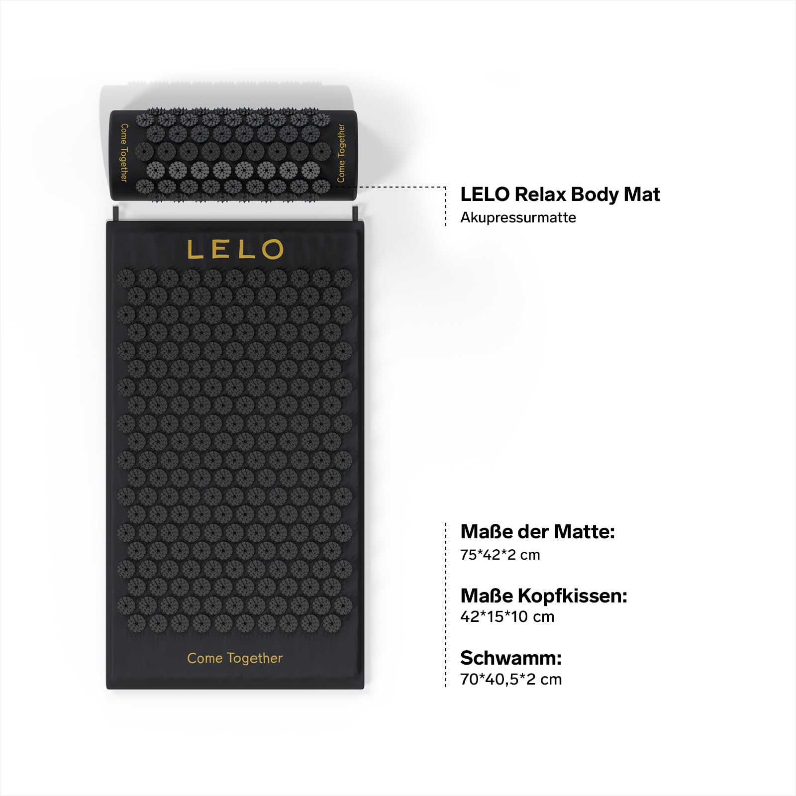LELO Akupressurmatte für Entspannung mit Kissen, Massagematte Nagelmatte Rückenmassage
