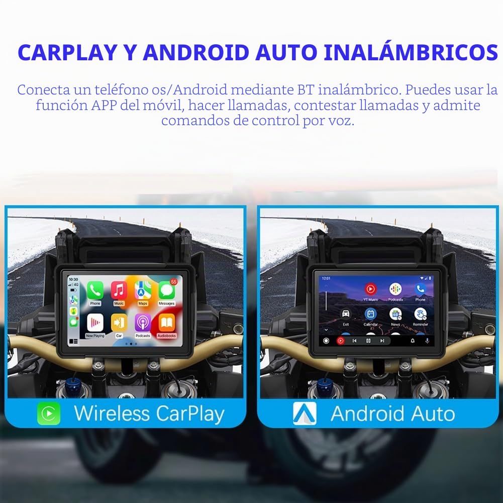 Motocicleta 5 Pulgadas Bluetooth Pantalla Portátil Navegación GPS IP67 Impermeable Inalámbrico Carplay Android Auto Reproductor MP5