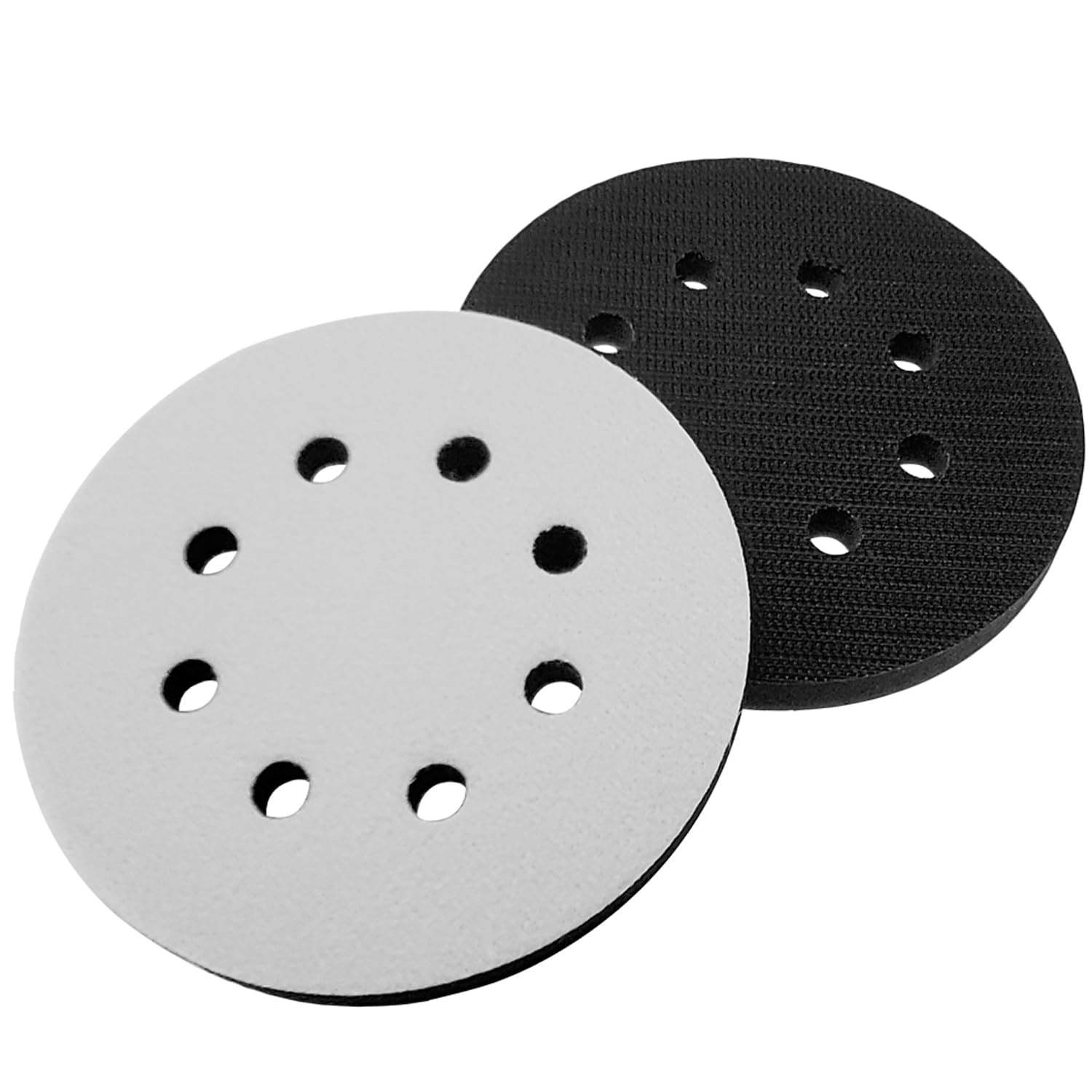 4 Pack 5 Inch 8 Holes Sponge Cushion Buffer Orbital Sander Foam Pad Backing Pad - Hook and Loop Soft Interface Pads for Automobile Metal Polishing