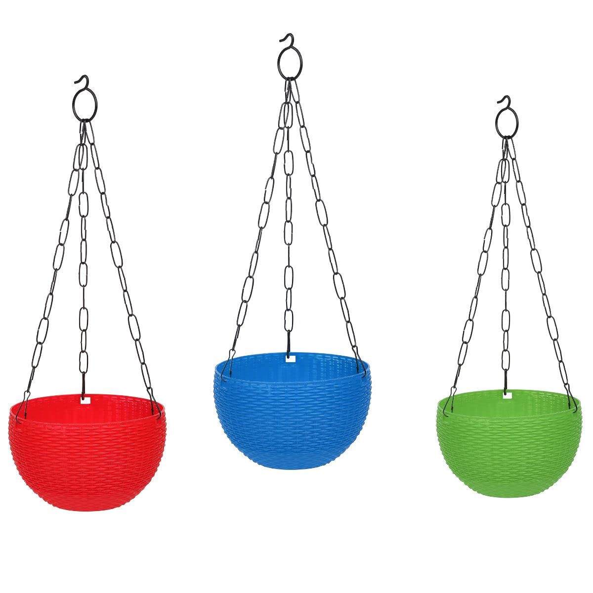 GTB Hanging PLANTERS Garden Hanging Flower Pot | Crystal Flower Pots Flower Pot | Metal Hanging Chain | Flower Pots for Home Garden Balcony Multicolor Pack of 3 (RED_Blue_Green) (B0C5T9QQZN) Amazon Price History, Amazon Price Tracker