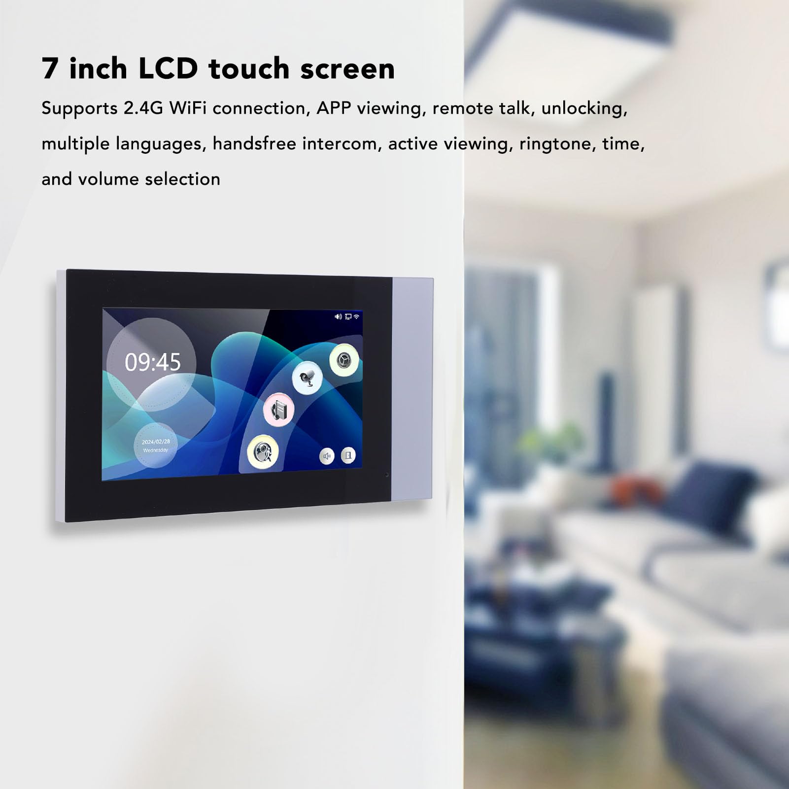 Pongnas Videocitofono Wireless, Touch Screen 2 MP 7 Pollici, Visione Notturna Bidirezionale, Protezione IP65, Adatto per Appartamenti e Ville, Compatibile con L'app (Spina europea)