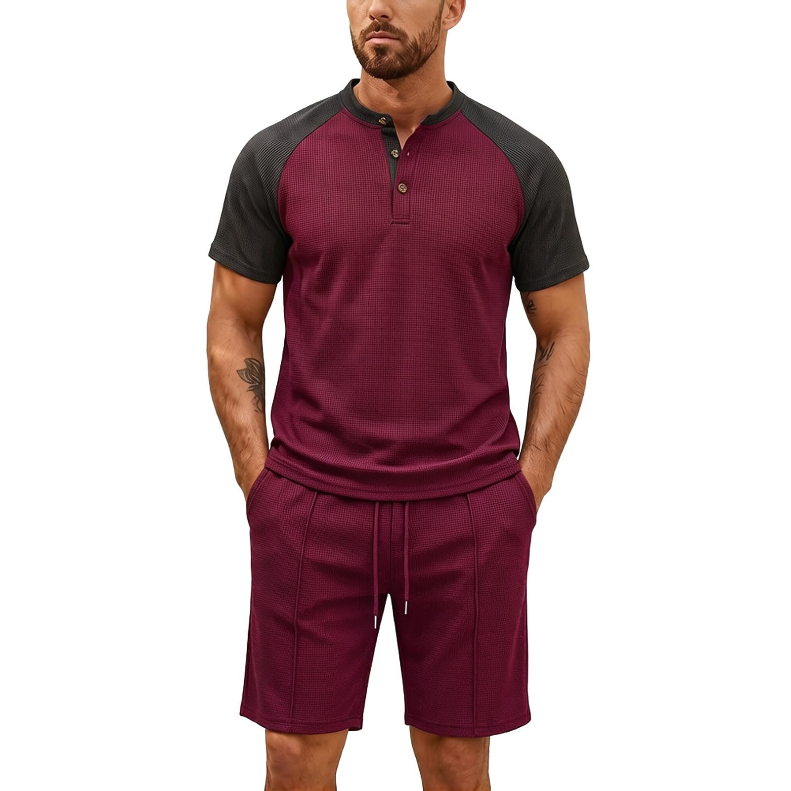 Tuta sportiva da uomo, comoda e traspirante, tuta da jogging, casual, per il tempo libero, tuta sportiva e per il tempo libero, set da due pezzi