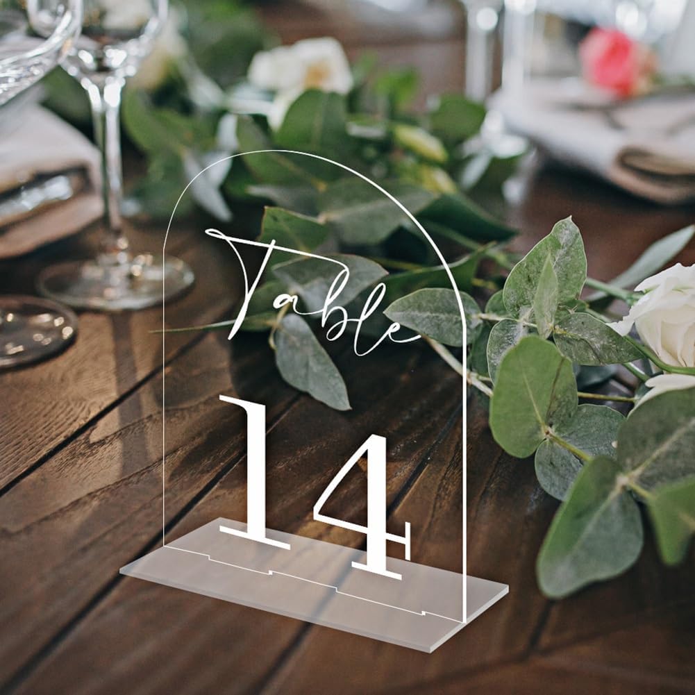 Arch Acrylic Table Numbers, Arch Wedding Table Numbers, Table Number Centerpiece Set & Head Table Sign,Acrylic Signs With Stands For Wedding Reception Restaurants Party Dinners Decor(D3,5"x7";1-10)