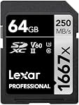 Lexar Professional 1667X 128GB SDXC Uhs-II/U3 Card (LSD128CBNA1667) | Up to 250MB per S Read, 120MB per S Write, Class 10, Model LSD128CBNA1667