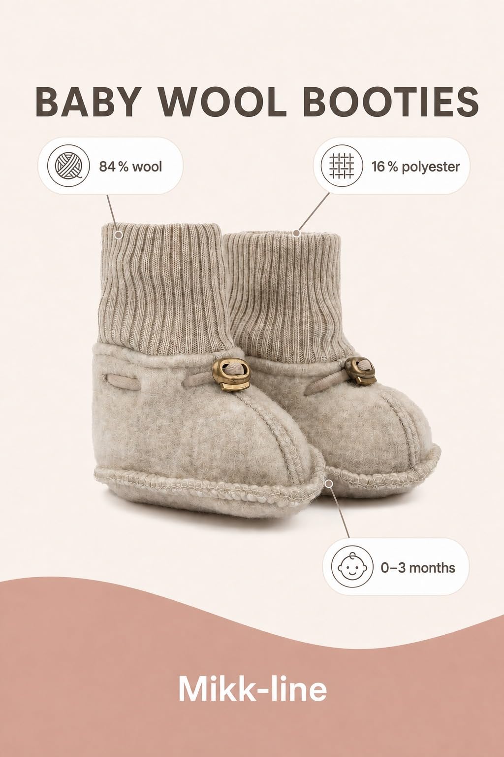 Mikk-line Zapatillas de lana para niños | OEKO-TEX 100 | Zapatillas de bebé de lana para niñas y niños | Calcetines de lana para bebé 95% lana - 100% libres de mulesing | Zapatillas para aprender a