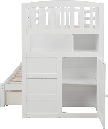 Miniatura 194 de Versatility - Litera individual sobre individual con escritorio y armario integrados, cama alta de madera maciza y plataforma independiente con