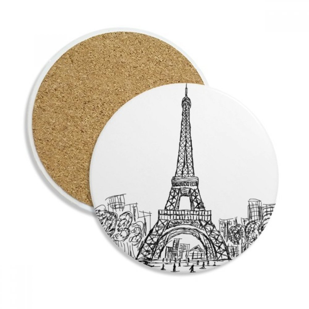 Dessous-de-verre Tour Eiffel en céramique carrés pour tasses et mugs 2 pcs
