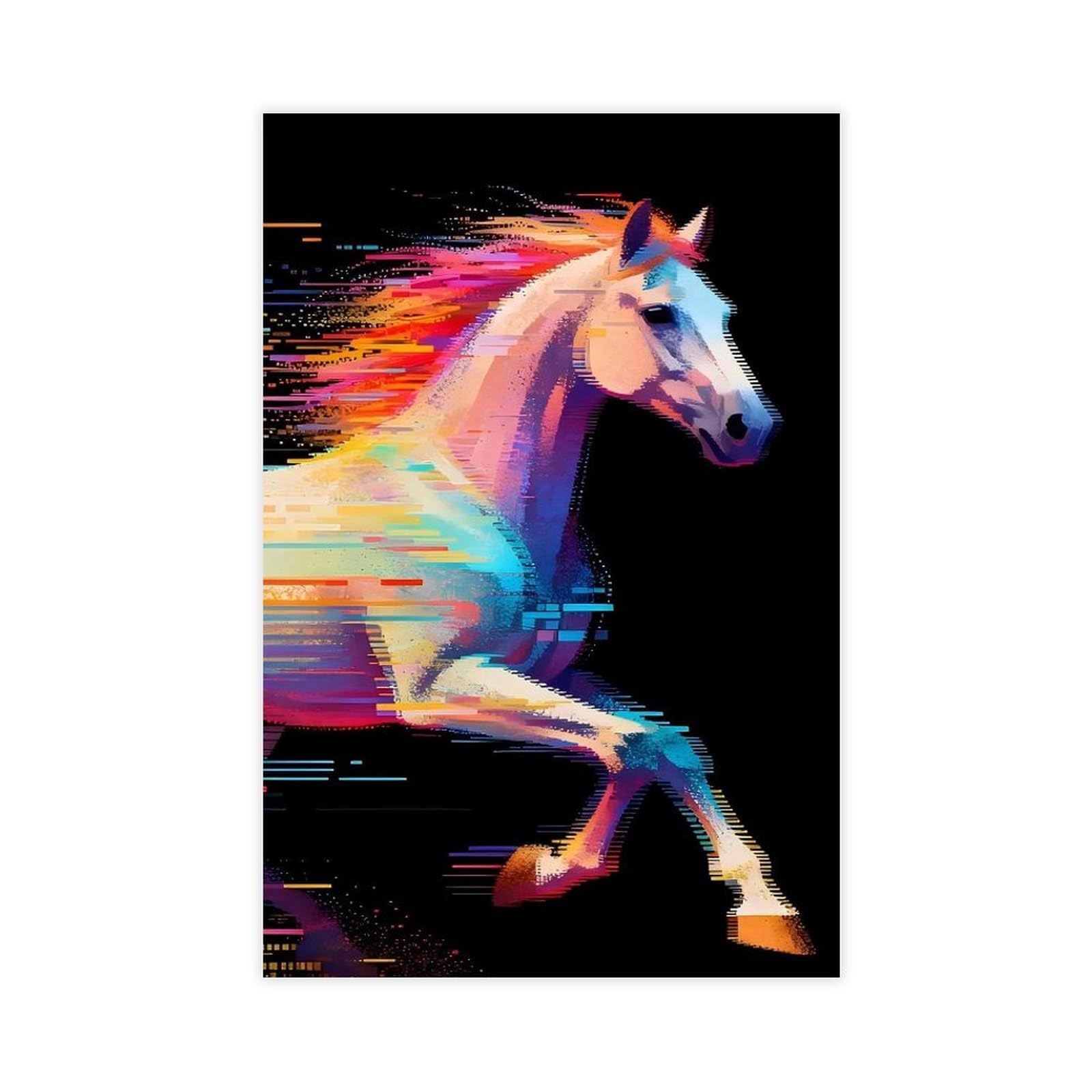 Bareronor Abstract Blurred Horse Canvas Poster Bedroom Decor Landscape Office Room Decor Gift 24" L X 36" W