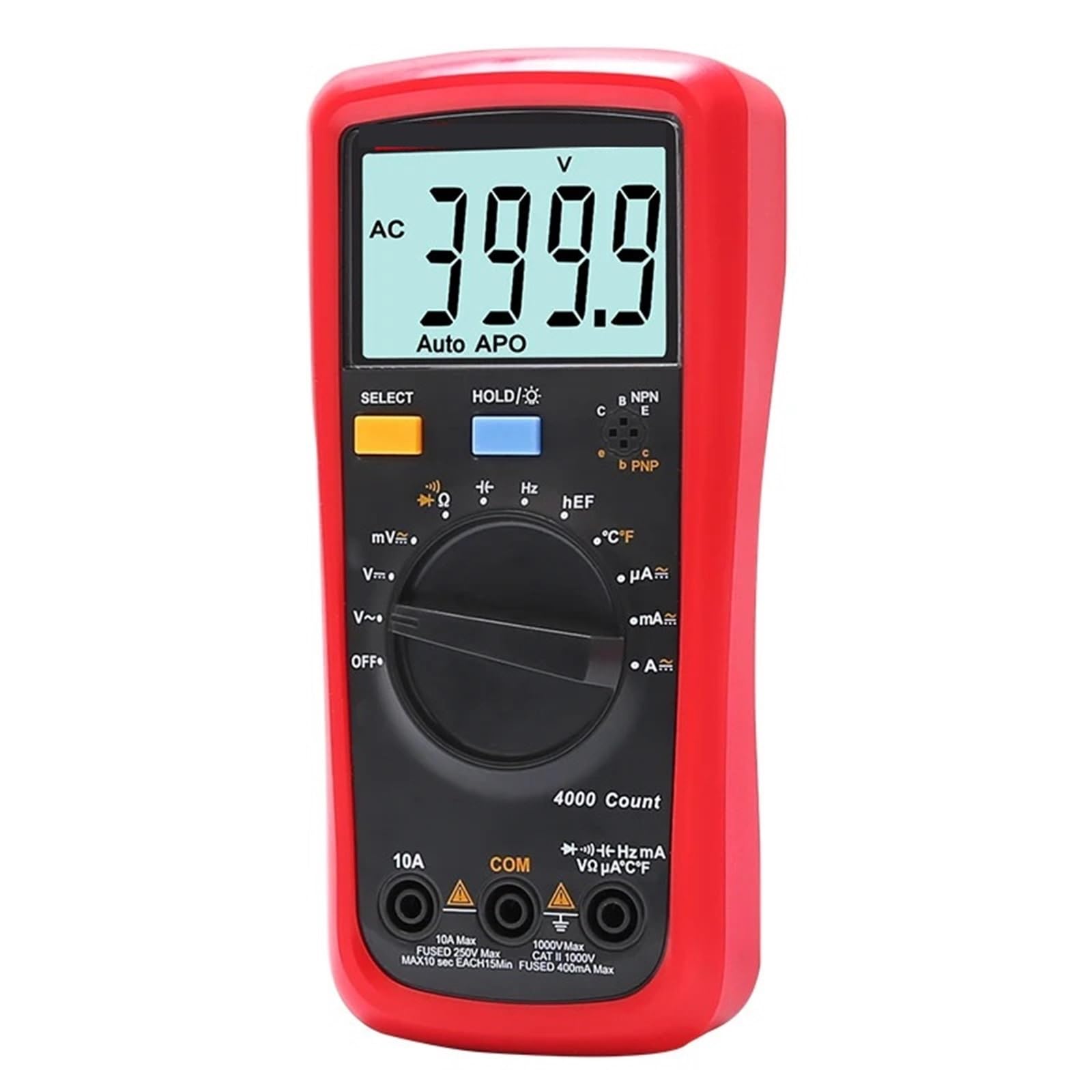 Multimetro Digitale, Multimetro digitale 1000V 10A Spegnimento automatico AC DC Tensione Corrente Ohm Diodo Misuratore Temperatura Test