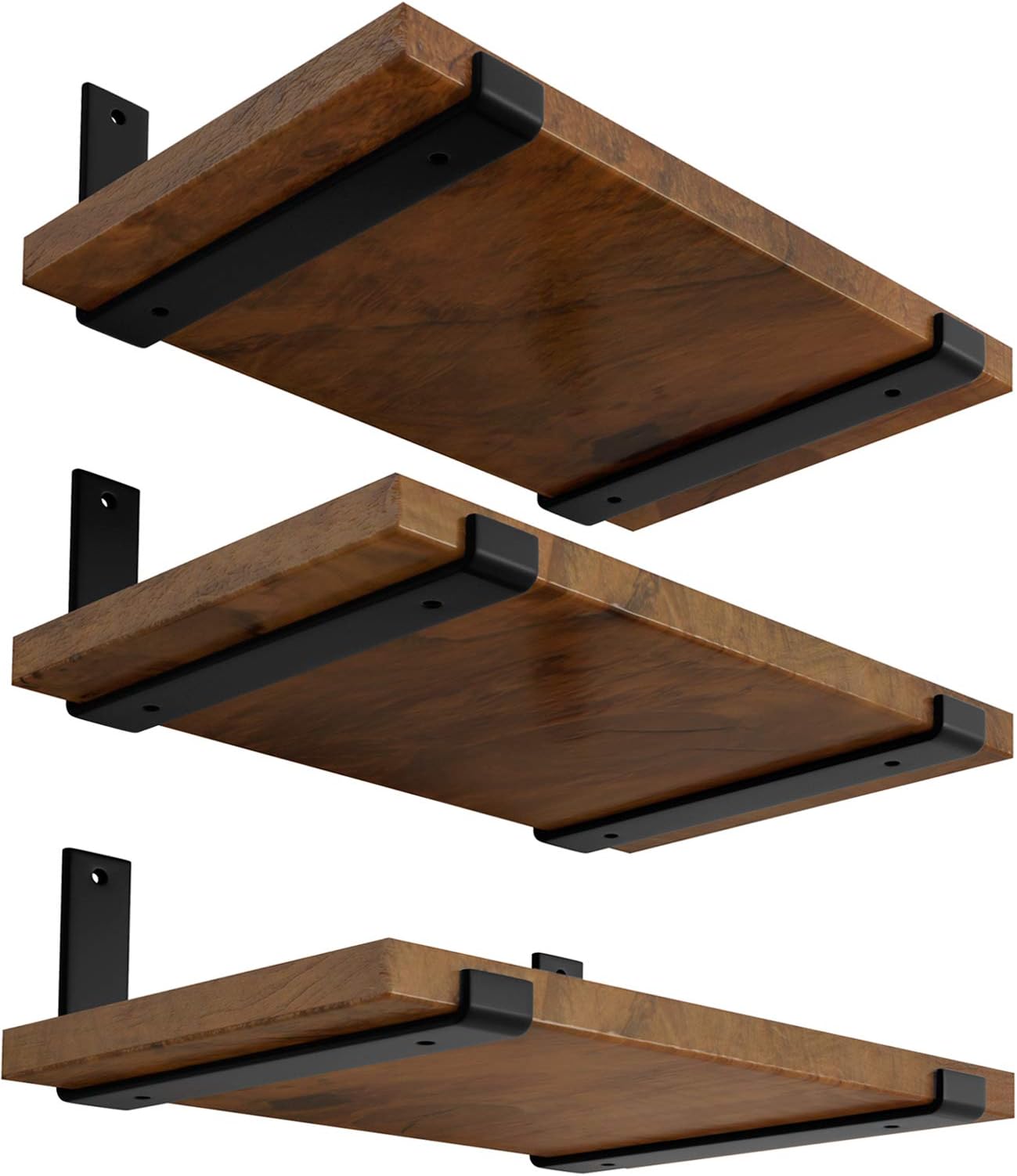 LEOPO 12 inch Shelf Brackets 6-Pack ,1/5 inch Thick Heavy Duty Industrial Bracket for DIY Floating Shelf Support, Black Coated Wall Shelf Support 11.25โ x 6โ x 1.5โ