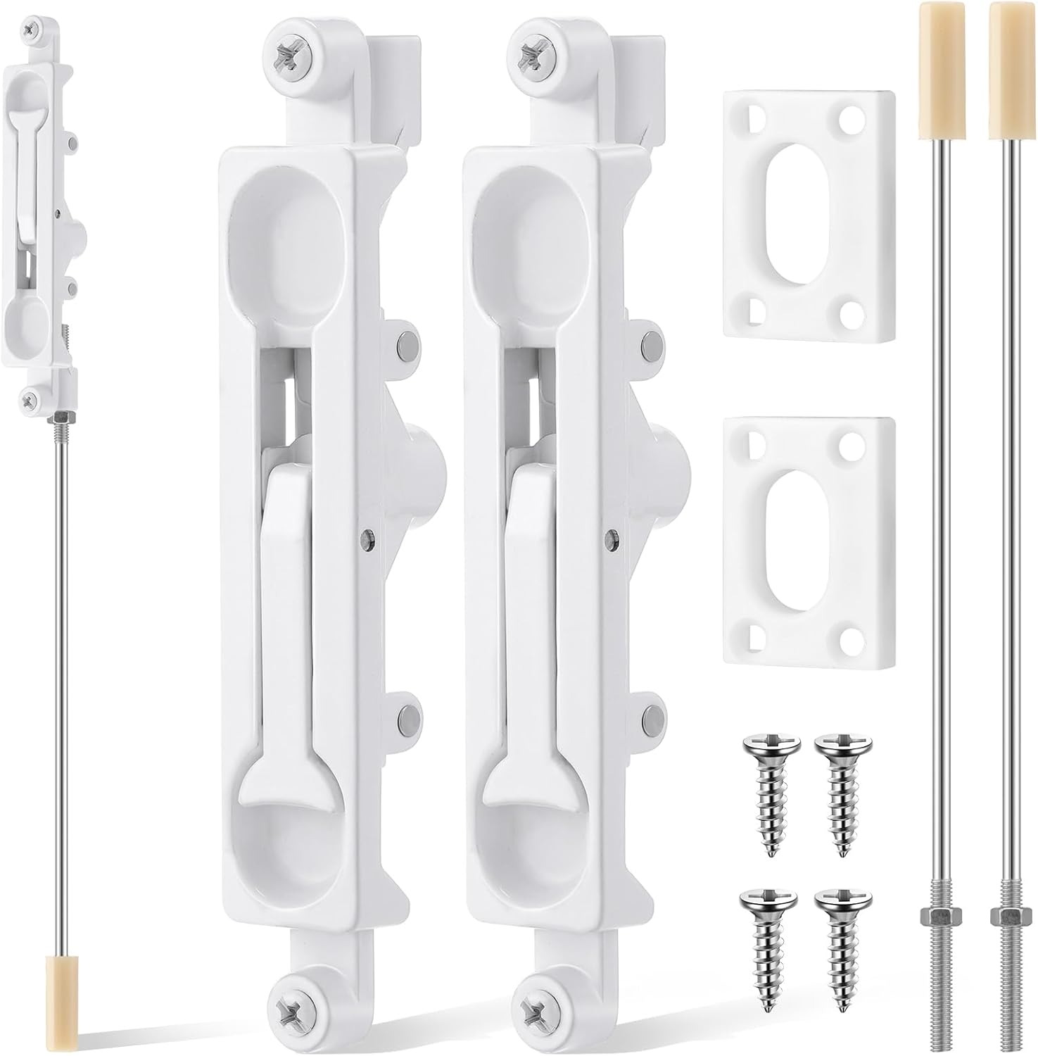 Blulu 2 Pcs Flush Mount Extension Bolt 17 Inch Stainless Steel Lever Extension Door Flush Bolt for Commercial Aluminum Steel Door for Inactive Leaf(White)