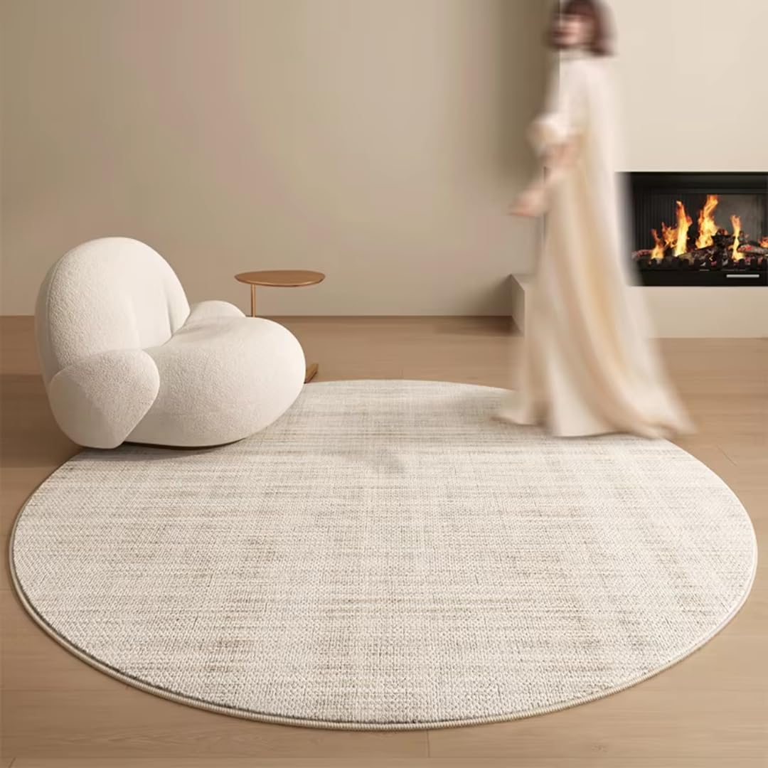 Minimalistyczny styl dywanów do salonu, gruby pluszowy, okrągły dywan do sypialni, puszysty, miękki dywanik do salonu (80 x 80 cm/D)