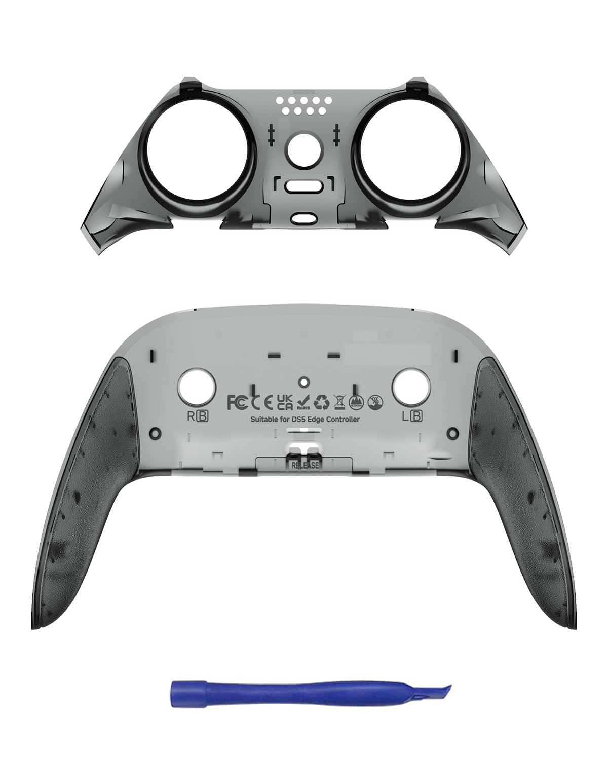 CHARM FOCUS Front Back Shell Grip Cover Support for PS5 Edge Controller | Restore Discolouration & Flaking Back Clip Shell, TPE Soft Rubber, Seamless-Fit DIY Replacement for PS5 Edge Controller Shell