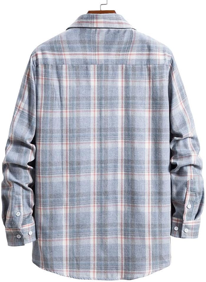 NUOREEL Men's Regular Fit Long Sleeve Plaid Flannel Shirt, Button Down Shirts Casual Shirts - Image 5