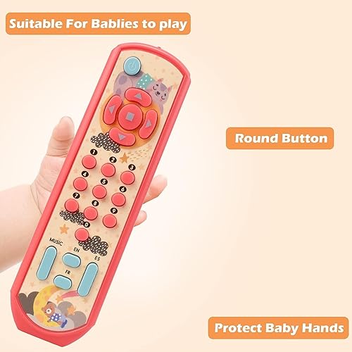 Miniatura 4 de Regalo de juguetes para bebés de 1 año, juguete de control remoto para bebé, juguetes sensoriales musicales de aprendizaje educativo con inglés,