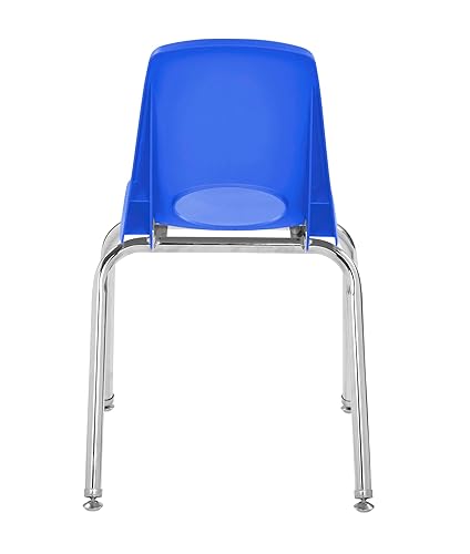 Miniatura 10 de FDP 13049-BL - Silla escolar apilable de 16 pulgadas, asiento apilable para estudiantes con patas de acero cromado y deslizadores giratorios para