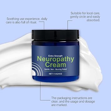 2pack Neuropathy Nerve Relief Cream - Maximum Strength Soothing for Feet, Hands, Legs, Toes, Back Discomfort - Fast Absorbing Gel Moisturizing Cream