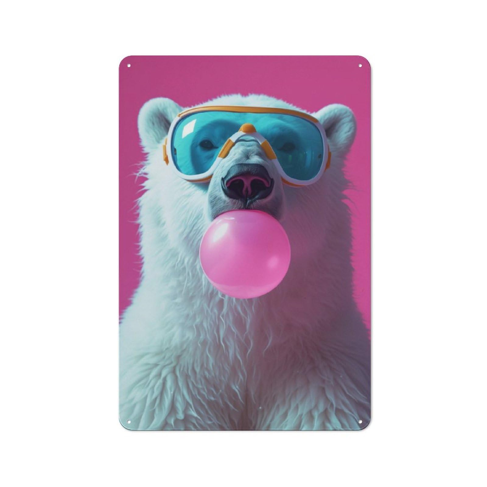 Junmoney Polar Bear Bubblegum Metal Sign 30X20cm With For Pub Or Café, Retro Decor, For Vintage Wall Decor Fans, For Garage And Workshop Walls