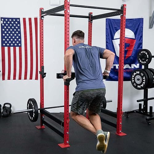 Miniatura 6 de Titan Fitness Barra de inmersión en Y para bastidores de potencia serie T-3, accesorio de inmersión montado en rack, capacidad de 500 libras,