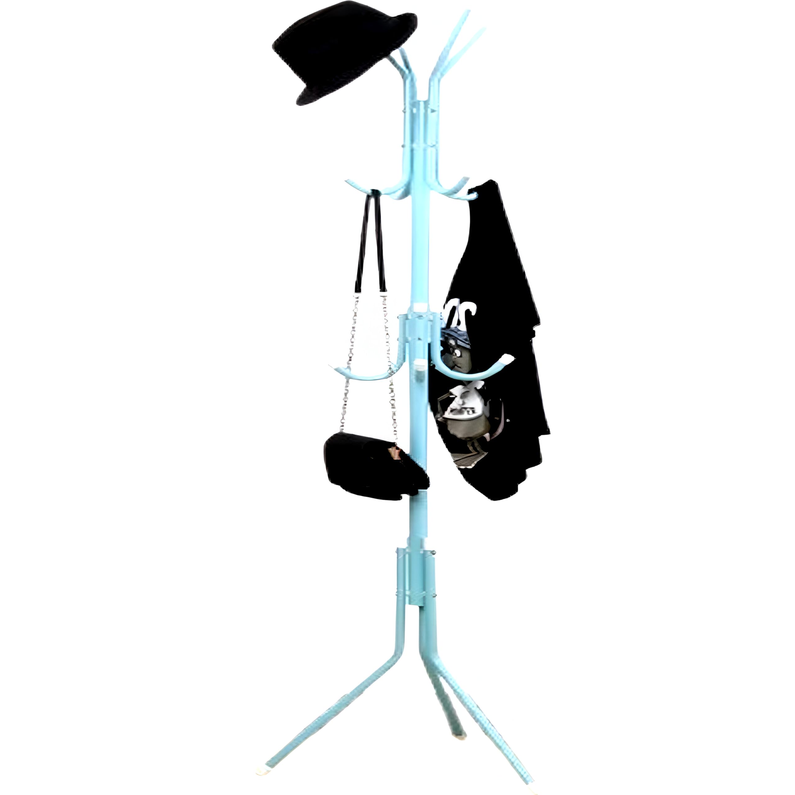 NTEK Coat Stand Metal Coat Rack, Free Standing Coak Rack Metal, 12 Hooks Metal Clothes Stand Rack Hat Jacket Hanger, Handbag Umbrella Hanging Organiser for Homes Office Entryway Hallway (BLUE)