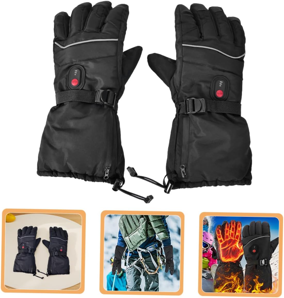 YARNOW Rechargeable Electric Heated Ski Gloves with Independent Temperature Control Flexible Finger Design Thermal Winter Mittens for Men Women for Skiing Hiking Mountaineering Camping