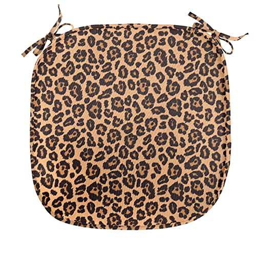 Ambesonne NSCHAIR-6_55709_16X16 Peach Color Leopard Print Chair Seating Cushion Set Of 6, Orange Color Leopard Pattern Illustration Exotic Pattern, Anti-Slip Seat Padding thumb #1