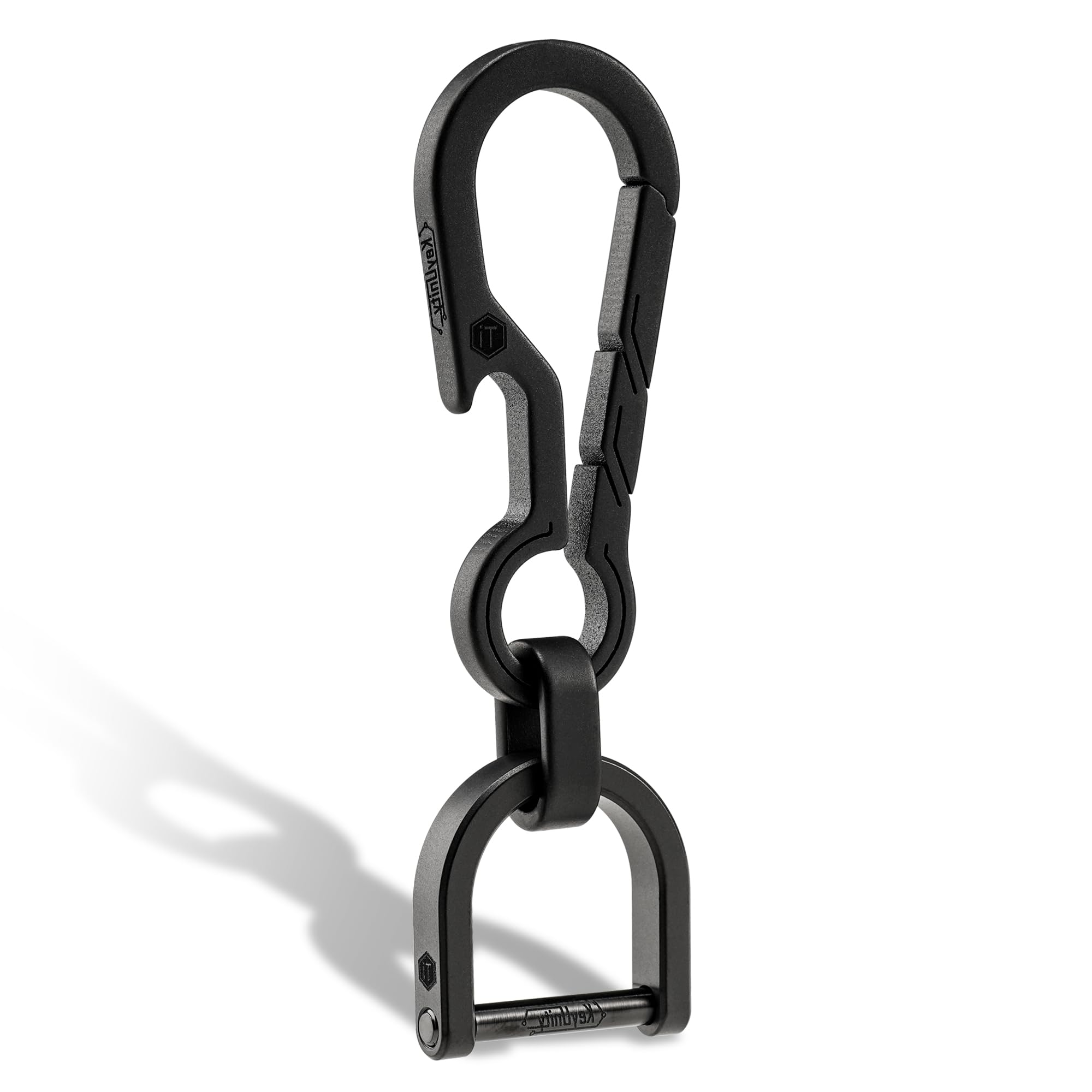 Keyunity Unisex Km15bk Titanium Edc Keychain Clip With Bottle Opener,Quick Release Carabiner Key Ring Holder For Men,(Km15bk)
