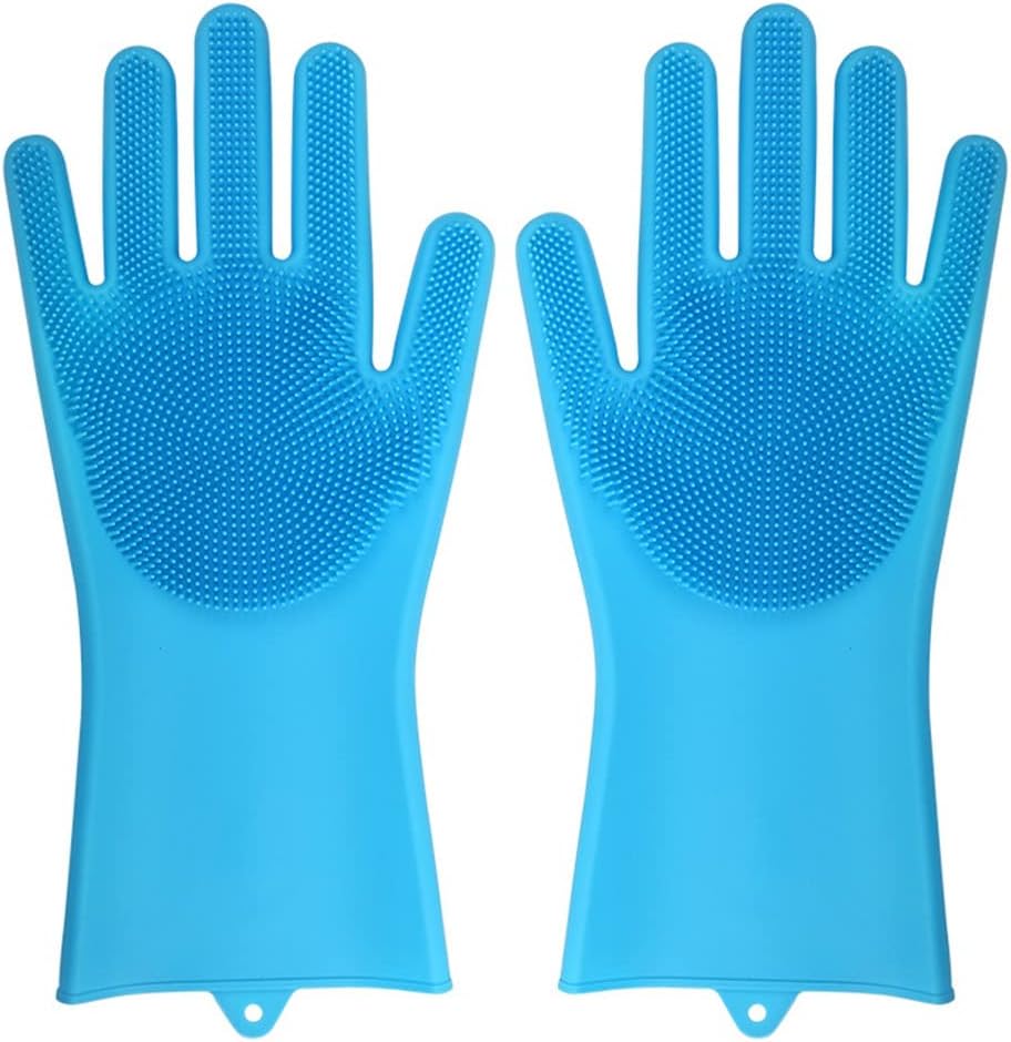 Dishwashing Cleaning Gloves Silicone Rubber Sponge Glove Household Scrubber Kitchen Clean Tools