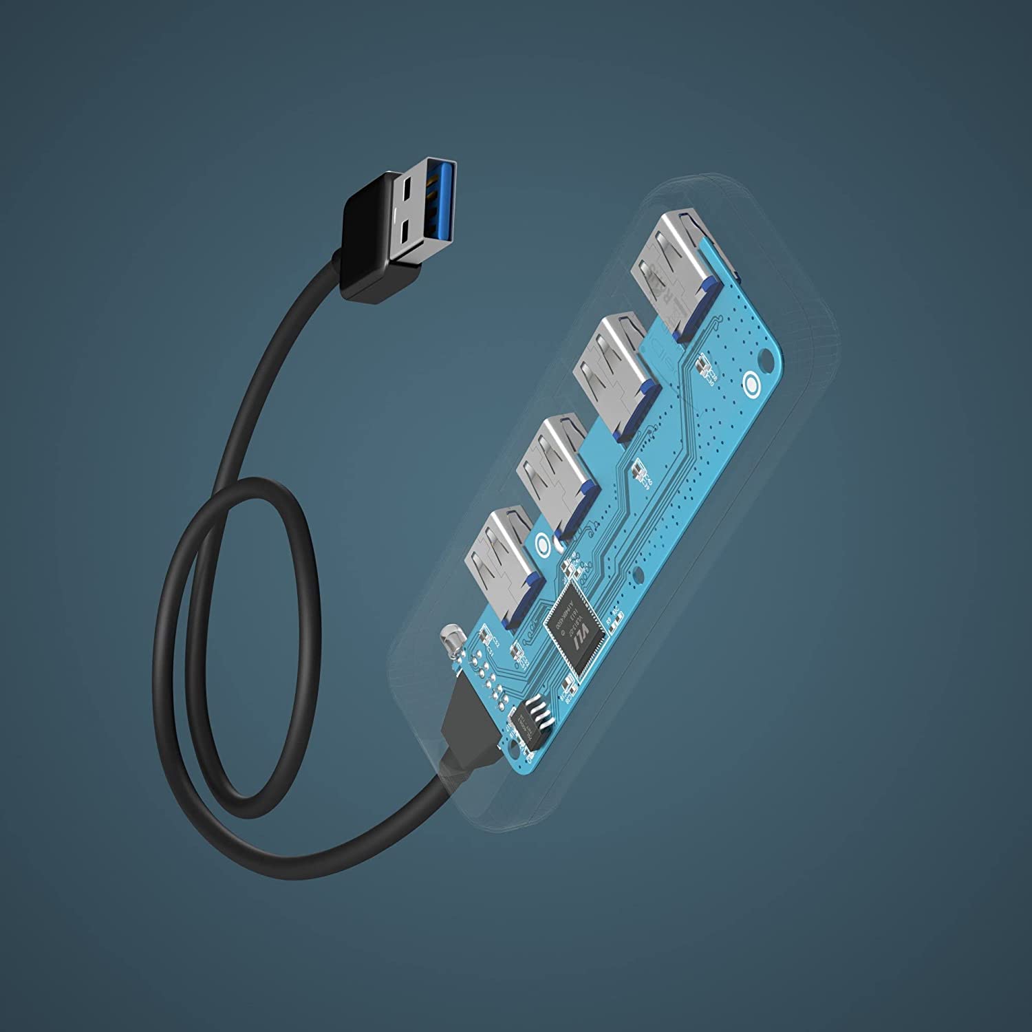 KabelDirekt Hub a 4 porte USB-3.0 (design slim, Plug & Play su PC/portatile/Mac, 4 porte USB-A/1 connettore USB-A, per connessioni USB, Speed/5 Gbit/s, nero) (Confezione da 5)
