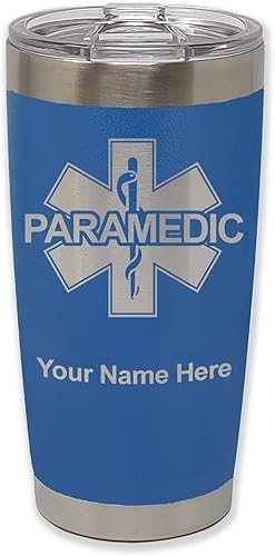 Vista 11 de LaserGram 20oz Vacuum Insulated Tumbler Mug, Paramedic, Personalized Engraving Included (Coral)