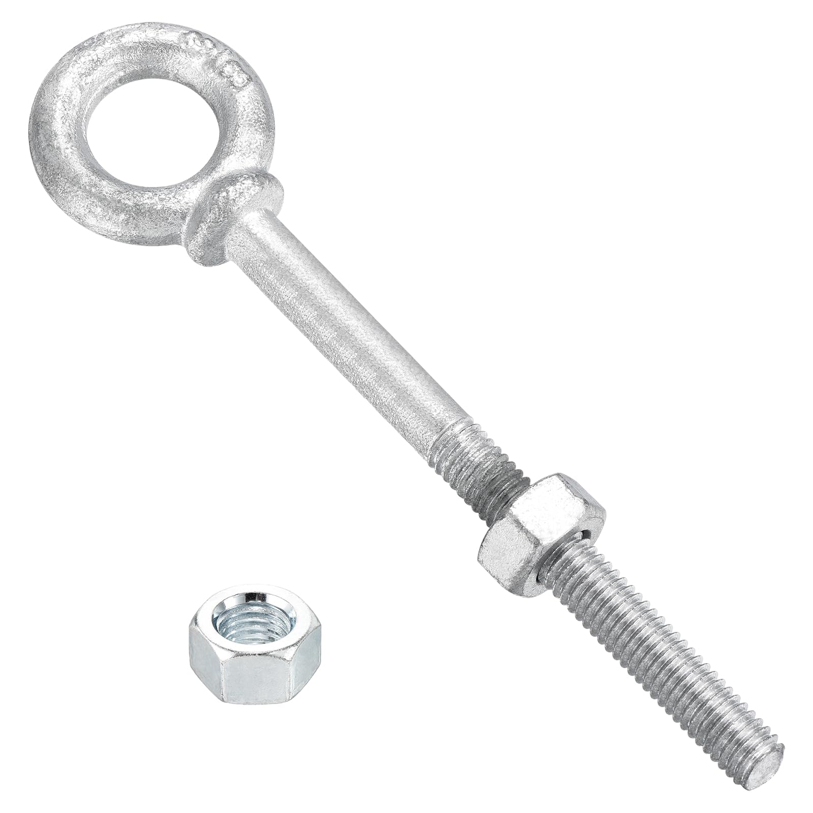 METALLIXITY Shoulder Eye Bolt with Nuts(3/8"x4-1/2") 1Set, Zinc-Plated Carbon Steel Machinery Lifting Ring Threaded Eye Bolt - for Load Hoisting, White