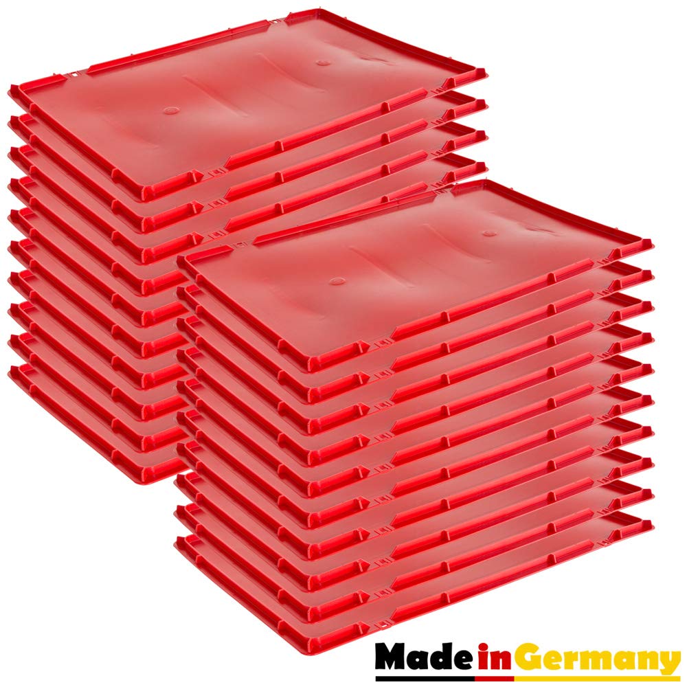 Kingpower pokrywka Eurobox 1-30 x pokrywka, skrzynka na mięso, 40 x 60 cm, pokrywka, skrzynka na mięso, pokrywka, skrzynka do układania w stos, 40 x 60 cm, czerwona, do wyboru