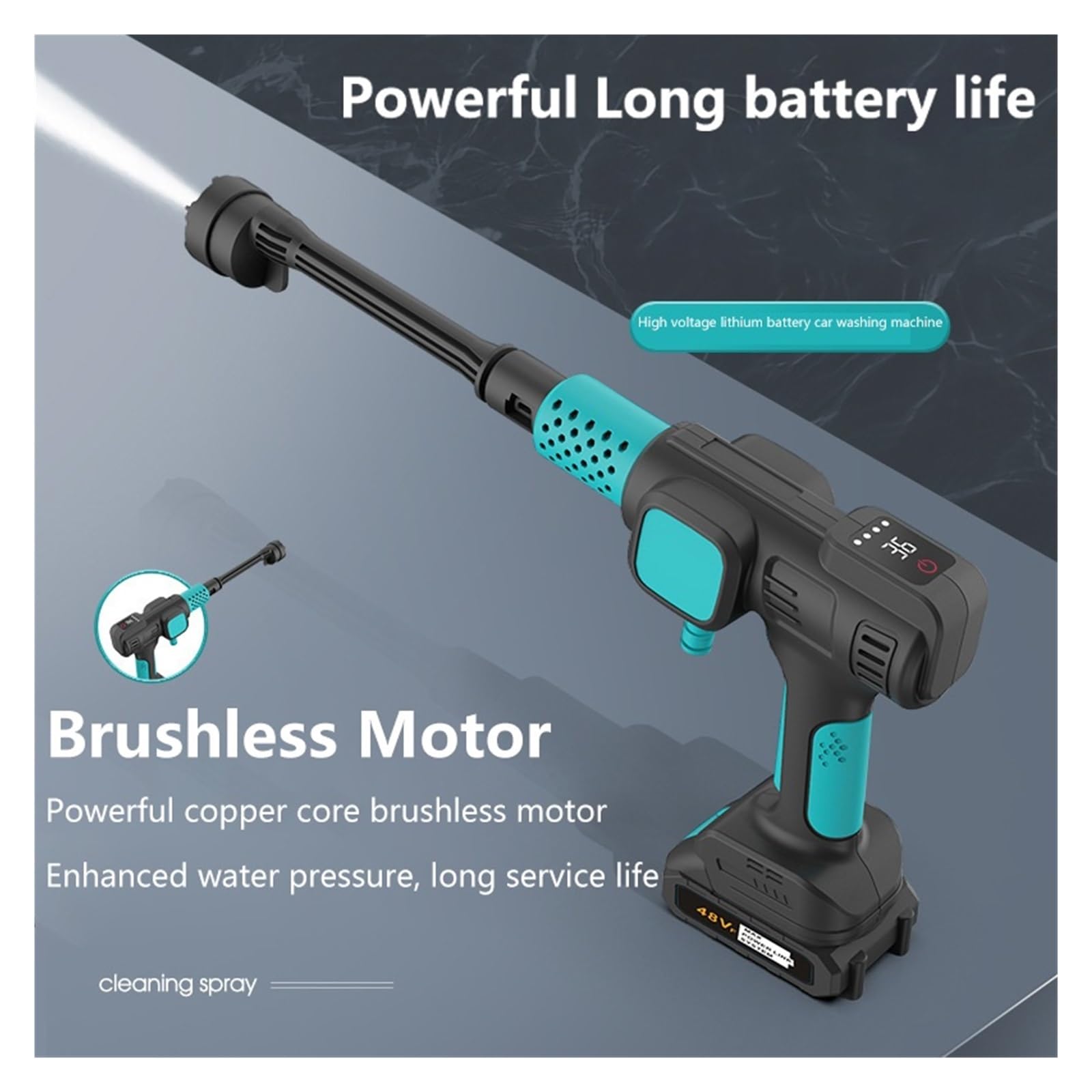 Pistola De Lavado Coches Eléctrica 21V, Limpiador Inalámbrico Alta Presión, Boquilla Multifunción Espuma, Pulverizador Jardín Portátil For Potente Chorro A PresióN