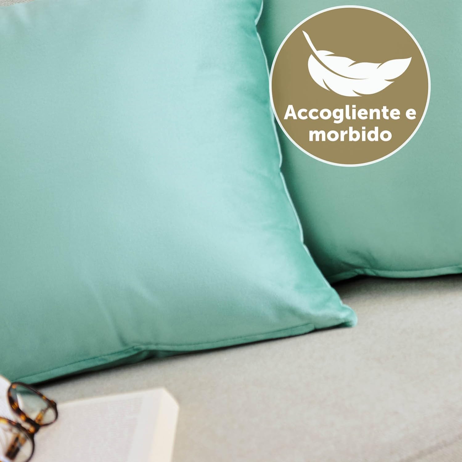 Blumtal Set di 2 Federe Cuscini Divano 50x50 cm in Velluto, con Chiusura Lampo Invisibile, Eleganti Copricuscini Divano in Morbido Velluto,Taglia 50 x 50, Verde Chiaro