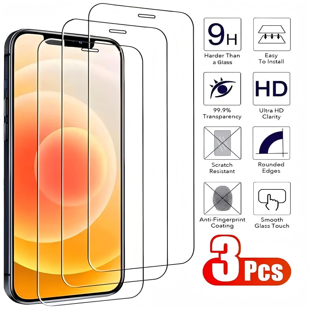 3 sztuki szkła hartowanego do iPhone 12, iPhone 12 Pro folia ochronna na ekran szkło ochronne ultra odporne na zarysowania bez pęcherzyków twardość 9H szkło o wysokiej rozdzielczości 6,1 cala HD